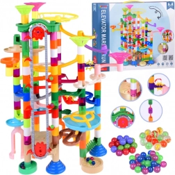 Circuit à billes coloré avec ascenseur à chaîne électrique, 236 pièces