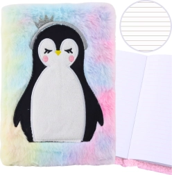 Plush Lined Notebook with Penguin A5