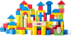 wooden building blocks in a bucket 100 pcs