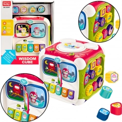 Interactieve multifunctionele kleurrijke kubus voor kinderen met piano en vormsorter