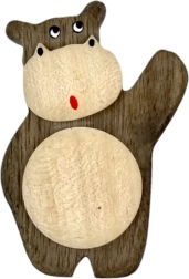 Houten koelkastmagneet – nijlpaard
