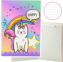 Colorful Notebook with Cat Unicorn A5 60 Sheets