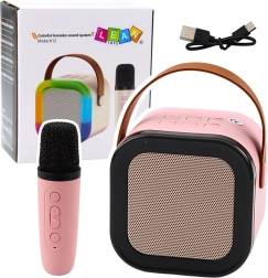 Karaoke-luidspreker met microfoon K12 RGB Bluetooth roze
