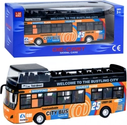 Metalen dubbeldekkerbus met opengaande deuren – Oranje