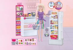 Verkoopster-pop 30 cm met winkel en accessoires