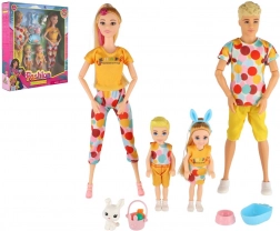 Pop en poppenman met kinderen en accessoires 30 cm – familieset