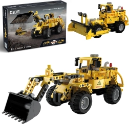 CaDA Building Blocks Yellow Construction Vehicles 2-in-1 Loader and Bulldozer