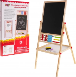 Houten dubbelzijdig kinderkrijtbord 3+ magnetisch en krijt met accessoires