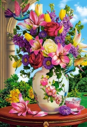 Puzzle 1500 pièces Vase avec fleurs – Colibris