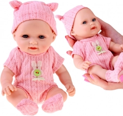Schattige babypop 26 cm in gebreide boxpakjes met mutsje