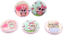 Miroir de poche double avec hiboux 7 cm