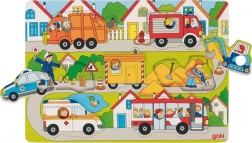 GOKI houten insteekpuzzel - Op de weg