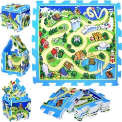 Schuimpuzzel stad – straten, speelmat voor kinderen 93 × 93 cm