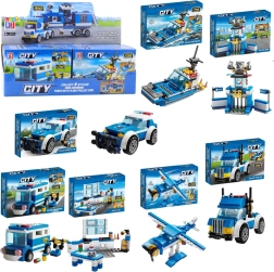 Polizei-Bausatz 8-in-1 – Fahrzeuge, Gebäude und Hubschrauber (98–118 Teile)