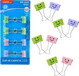Set van kleurrijke paperclips met smileys 8 stuks 19 mm