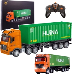 RC vrachtwagen trekker met container 1:18 HUINA met verlichting en geluiden