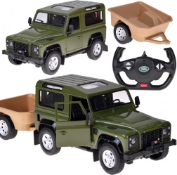 Rastar op afstand bestuurbare Land Rover Defender 1:14 met aanhanger – groen
