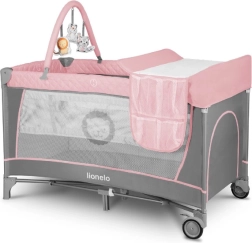 Reisbedje en speelpark 2-in-1 LIONELO Flower – Flamingo