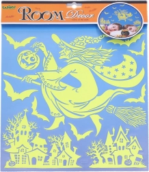 Lichtgevende muurstickers Heks Halloween 38 × 31 cm