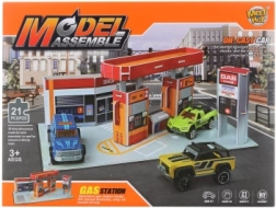 Gas Station Building Set with Metal Toy Car