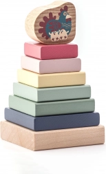 Cubika pastel wooden color pyramid with a little hen – 8-piece stacker