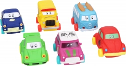 Zacht plastic autootje 9 cm met vrije wielen