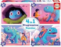 Educa Puzzel Vriendschappelijke dinosaurussen 4-in-1