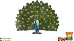 Figurine en plastique paon bleu huppé 12 cm