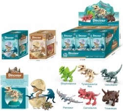 Dinosaure à visser dans un œuf – kit de construction en plastique 13 cm, 2 modèles