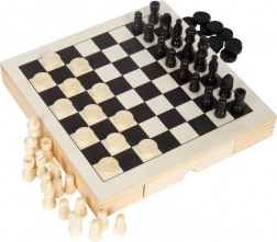 Set d’échecs compact en bois 3-en-1 small foot