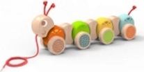 Houten trekspeelgoed rups