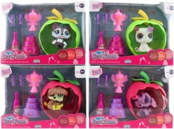 Animal set with apple-shaped house with light