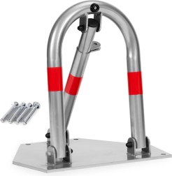 Barrière de stationnement rabattable 45 cm avec cadenas et bandes réfléchissantes