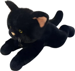 Pluche liggende kater 45 cm zwart