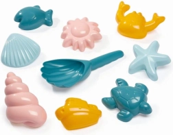 Set de moules à sable avec motifs marins et pelle en forme de coquillage