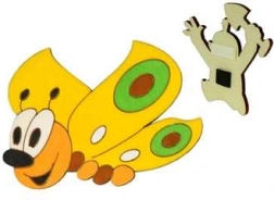 Houten magneet vlinder geel Dodo