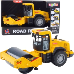 Construction road roller with lights and sounds, yellow