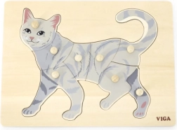 Houten knoppuzzel kat VIGA Montessori