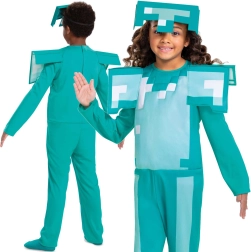Minecraft diamond armor costume for kids 127–136 cm (ages 7–8)