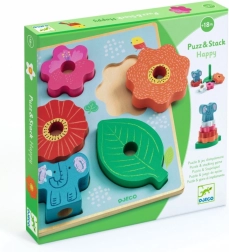 Wooden Puzzle and Stickers Happy Djeco