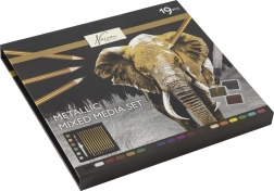 Grafix metallic aquarelset met potloden en verven, 19-delig