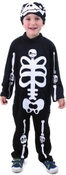 Kinderkostuum skelet met muts M