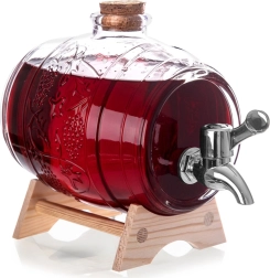 Glass beverage dispenser with tap and stand 1 L