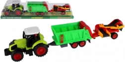 Tractor met aanhanger en riem, kunststof, 56 cm, vliegwiel