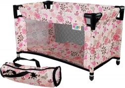 Poppenbedje Alice roze met bloemen