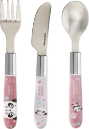 Metal children's cutlery EXOTIC ANIMALS, 3 pcs, pink