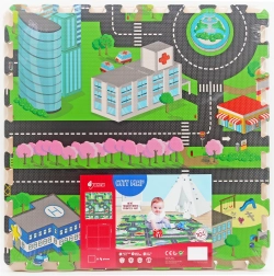 Puzzle en mousse souple ville pour sol 118 × 118 cm