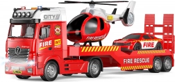 brandweer-trekker met helikopter en effecten 55 cm – speelset
