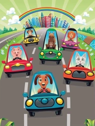 Art Puzzle Wooden Jigsaw Adorable Drivers 100 Pieces