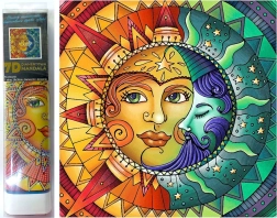 Diamantschilderij 7D Maan en Zon 30x30 cm